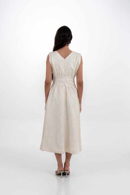 Sleeveless Brocade Midi Dress