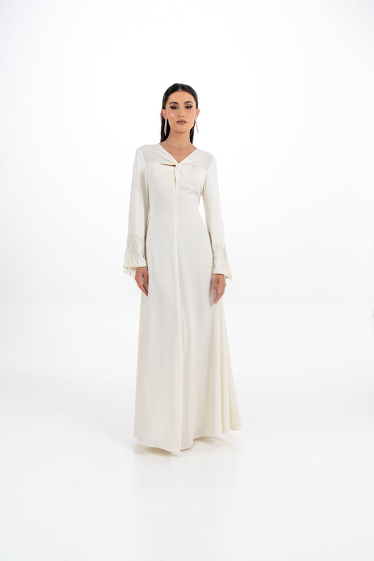 Twist Front Maxi Dress with Stone Tassel Cuffs