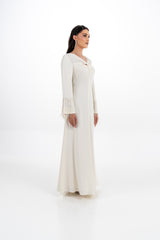 Twist Front Maxi Dress with Stone Tassel Cuffs