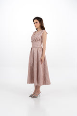 Sleeveless Brocade Midi Dress