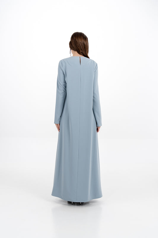 Embellished Collar Dress with Long Cardigan