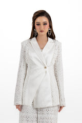 Satin Panel Embroidered Lace Jacket