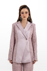 Satin Panel Embroidered Lace Jacket