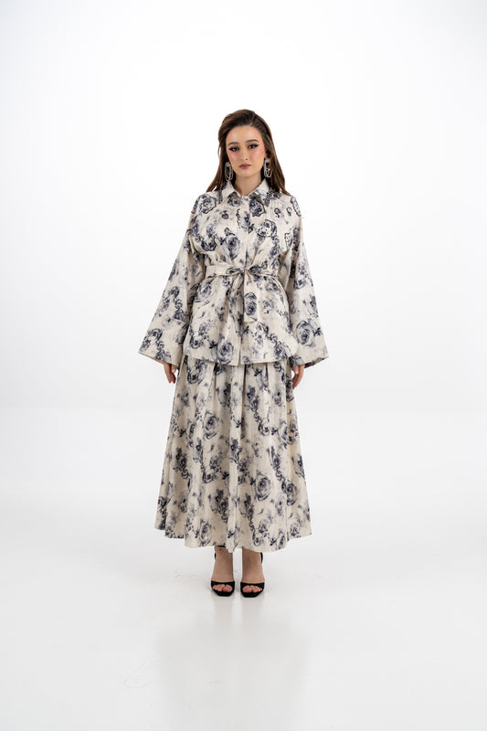 تنورة بليسيه بنقشة زهرية