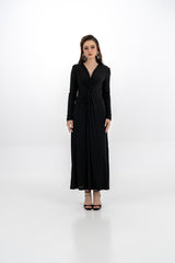 فستان ماكسي مزين بنقاط رصاصية وتفصيل عقدة أمامية