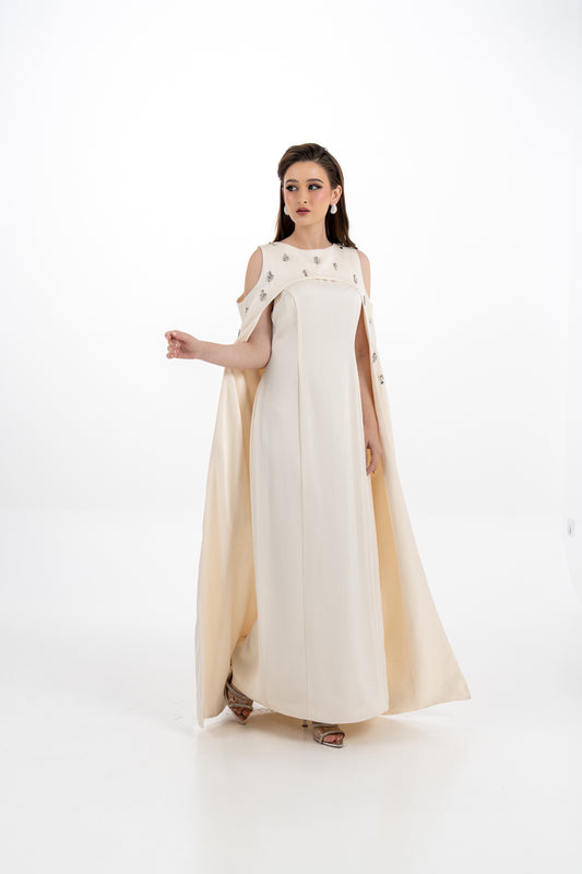 Embellished Cape Gown