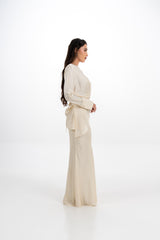 Embellished Draped Satin Blouse