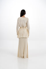 Embellished Draped Satin Blouse