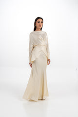 Embellished Draped Satin Blouse