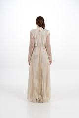 Pleated Maxi Dress with Removable Embellished Jacket