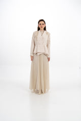 Pleated Maxi Dress with Removable Embellished Jacket