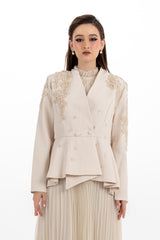 Pleated Maxi Dress with Removable Embellished Jacket