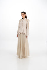 Pleated Maxi Dress with Removable Embellished Jacket