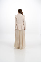 Pleated Maxi Dress with Removable Embellished Jacket