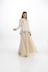 Pleated Maxi Dress with Removable Embellished Jacket