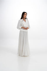 Elegant Pleated Maxi Dress with Beaded Detailing