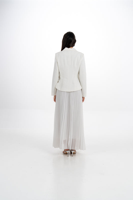 Pleated Maxi Dress with Embellished Removable Jacket