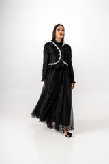 Luxurious Maxi Dress with Removable Embellished Jacket