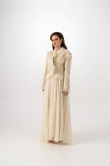 فستان ماكسي فاخر مع جاكيت مطرّز قابل للإزالة