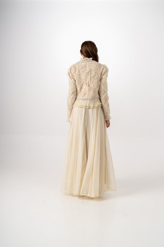 Luxurious Maxi Dress with Removable Embellished Jacket