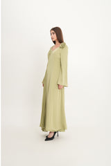 Asymmetric Pleated Dress with Shoulder Flower & Crystal Trim