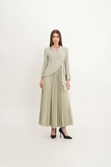 Embellished Wrap Blazer Dress with Pleated Skirt