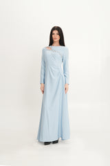 Asymmetrical Beaded Cut-Out Maxi Dress