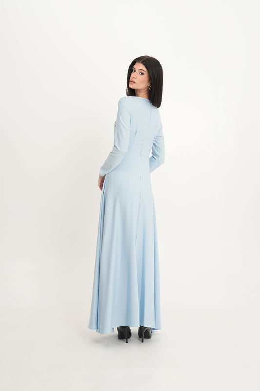 Asymmetrical Beaded Cut-Out Maxi Dress