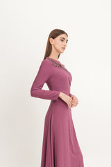 Asymmetrical Beaded Cut-Out Maxi Dress