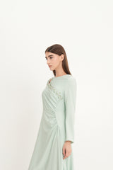 Asymmetrical Beaded Cut-Out Maxi Dress