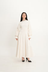 فستان ماكسي بقصة A وخامة جاكار مزينة