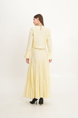 Cropped Crystal-Trimmed Top with Subtle Pattern