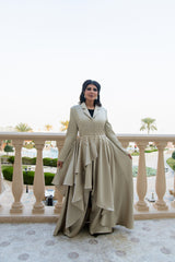 بليزر طويل بتصميم غير متماثل مزين بالكريستال – مجموعة العيد ورمضان