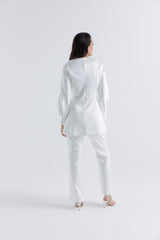 Embellished Floral Shoulder Satin Blouse