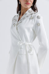 Crystal Embellished Wrap Blazer