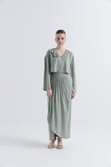 Draped Tulip-Cut Maxi Skirt