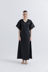 Adorned Flutter-Sleeve Maxi Dress