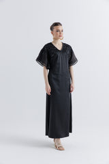 Adorned Flutter-Sleeve Maxi Dress