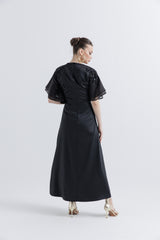 Adorned Flutter-Sleeve Maxi Dress