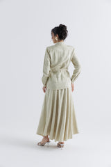 Elegant Asymmetrical Jacquard Satin Wrap Jacket