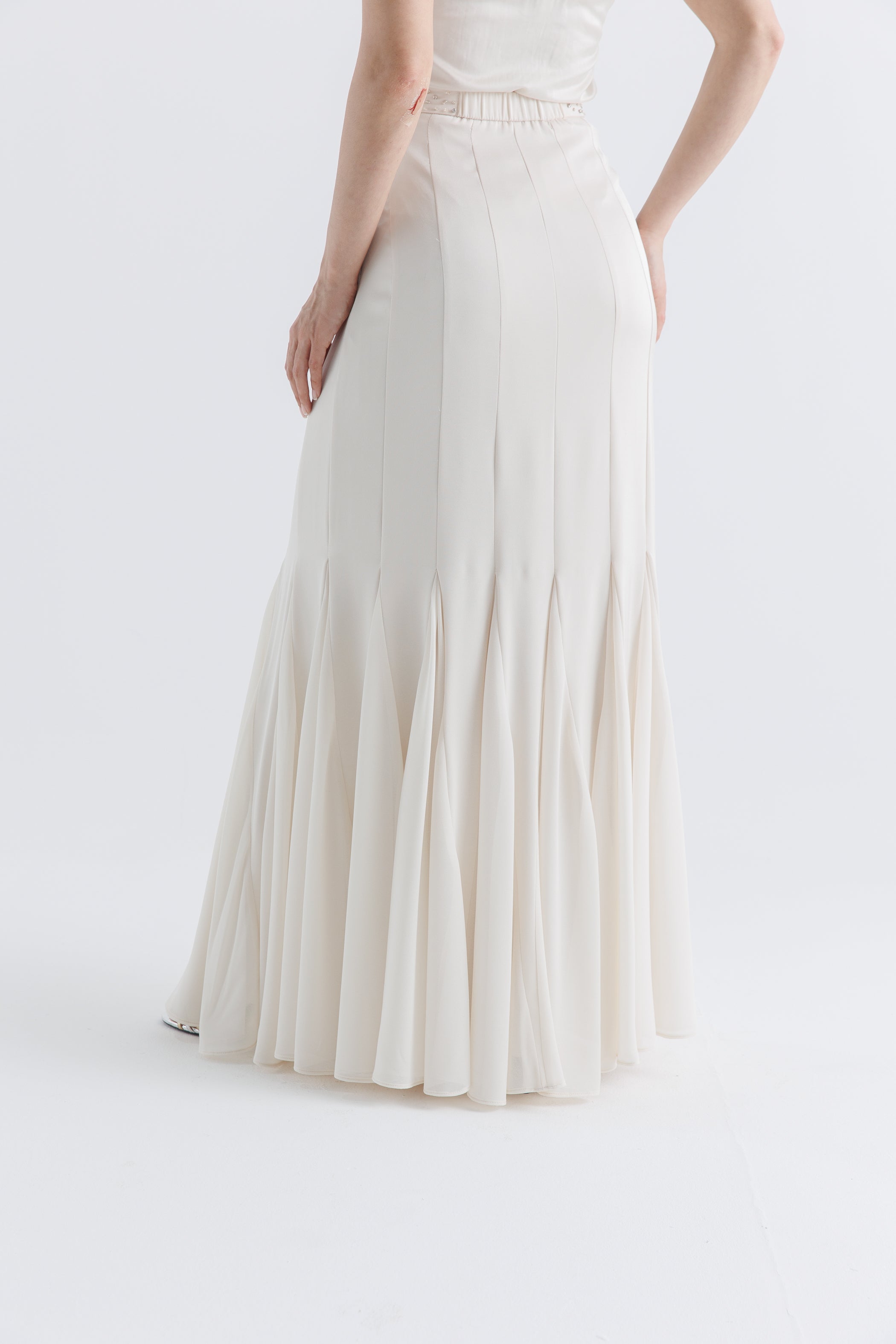 Embellished Waist Pleated Maxi Skirt - Montania Shop