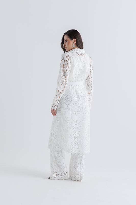 Laser-Cut Lace Long Jacket
