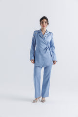 Crystal Embellished Wrap Blazer