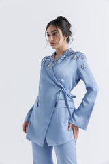 Crystal Embellished Wrap Blazer