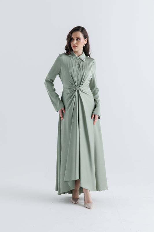 Knotted Front High-Low Maxi Dress