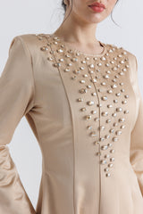 Radiant Crystal-Studded Satin Gown