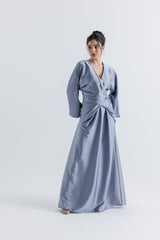 Elegant Wrap-Effect Satin Maxi Dress