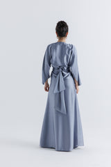 Elegant Wrap-Effect Satin Maxi Dress