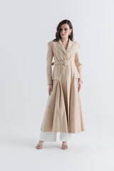 Tailored Belted Long Coat Dress