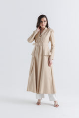Tailored Belted Long Coat Dress